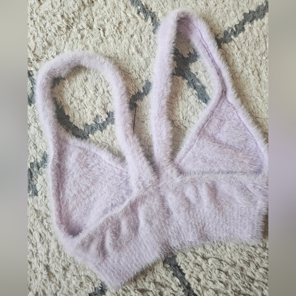 For Love And Lemons Lilac Fuzzy Devon Bralette Medium - Picture 6 of 8